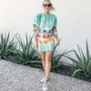 Womens Casual Tie Dyed Printed Long Sleeved Dress