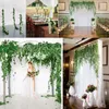 Decoratieve Bloemen 12 Stuks 2M Kunstmatige Blad Garland Planten Wijnstok Nep Gebladerte Plastic Rotan Groenblijvende Cirrus Voor Thuis bruiloft Decor