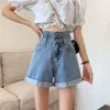 Shorts Feminino Denim Feminino Cintura Alta Azul Solto Calça Curta Baggy Para Mulheres Usar Roupas Largas Vintage Streetwear Jeans Preço Baixo