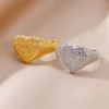 Cluster Ringen Pave Volledige Kralen Hart Voor Vrouwen Mannen Vintage Goud Kleur Opening Engagement Trouwring Sieraden Unieke Paar Geschenken Bague