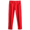 Men's Jeans 2023 Classic Style Business Fashion Pink Red Yellow Stretch Slim Fit Straight Denim Trousers Male Brand Pants