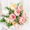 Dekorative Blumen 1 Blumenstrauß 5 Köpfe Künstliche Pfingstrose Braut Hochzeit Seide Fake Flower Home Vase Zubehör Weihnachtsdekorationen