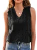 Women's Tanks Sexy Lace Floral Women V Neck Sleeveless Vest Solid Summer High Quality T Shirt Female Y2k Hollow Out Black Top