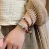 Strand Chinese Style Ceramic Clay Bracelet Female Temperament Simple National Wooden Bead String Jewelry Women