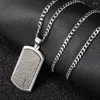 Chains Dog Tag Pendant Necklace For Men Boys Shield Shape Charm Black Silver Color Punk Jewelry Accessories Gift Wholesale DKP689