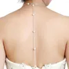 Hänge halsband bakre dropphalsband brudbröllop simulerad pärla bakgrund kedja smycken för kvinnor rygglösa klänningstillbehör