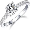 1/1.5/2 ct Moissanite verlovingsringen voor vrouwen Ronde Cut D kleur VVS1 Clarity Lab gecreëerd diamant en 925 sterling zilver met 18K witgouden Vermeil Promise Ring