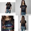 Damen T-Shirt Damen 23ss Zv Classic Letter Gilding T-Shirt Colorf Print Zadig Rundhals-T-Shirts Damen Kurzarm-Tops Drop Delivery