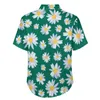 Chemises décontractées pour hommes fleur botanique chemise de plage chic marguerite blanche Hawaii mâle Style de rue Blouses manches courtes vêtements grande taille