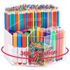 Pencil Cases 360 Rotating Acrylic Pen Holder Clear Organizer Art Stationery 6 Compartments Storage Plastic Portable Craft Storag 230804