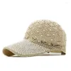 Ball Caps Summer Women's Hollow Baseball Cap Pearl Decorative Holiday Mesh Hats Bone Gorras Adjustable Sun Hat Hombre