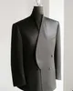 Black Wedding Mens Tuxedos Shawl Lapel Groom Wear Business Office Slim Fit Jacket för manlig skräddarsydd endast kappa