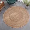 Carpets Hand-woven Rattan Carpets Round Straw Natural Plants Fiber Rugs el Garden Living Room Coffee Table Cattail Carpet Mats 230803