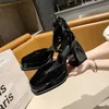 Dress Shoes 2022 Lace Bow Pearl Belt Platform Pump Women's Thick Boots Mary Jean Shoes Women's Square High Heels Z230804