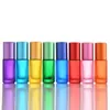 5ml Portable Frosted Colorful Essential Oil Perfume Thick Glass Roller Bottles Travel Refillable Roller Bottle for Women JL1792