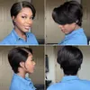 Lace Wigs Pixie Cut Wig Straight Human Hair T Part Transparent Frontal For Women Bob Preplucked 230803