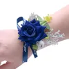 Flores decorativas 2 piezas Dama de honor Suave como tú Broches Flor de muñeca Simulación de franela para boda Prom Ly 30