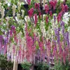 Dekorativa blommor 12st/Lot Artificial Silk Wisteria Vines Hanging Bouquet Rattan Arch Garland For Home Garden El Wedding Decor