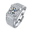 Haut de gamme classique plein strass Zircon quatre griffes 2 carats anneau ciel étoilé brillant affaires hommes anneau mode