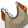 9a New Crescent Bag Retro Crossbody Half Moon 여성 핸드백 어깨 크루아상 가방 클러치 지갑 오래된 꽃 캔버스 가죽