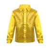 Kids Shirts Kids Shiny Sequins Dance Shirt Boys Students Performance Costume Children Hiphop Jazz Dance Sequined Shirt Stage Dance Blouse 230803