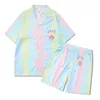 Survêtements pour hommes Casablanca Shell Rainbow Dream Hommes Femmes Ensemble court T Shrt Hawaii Beach Style Suit Hip Hop Shirt Shorts Couple Suit Casa 230804