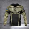 Men's Hoodies Custom Name USA Stands With Ukraine 3D Printed Hoodie Veterans Zipper Flag Camouflage Casual Sweatshirt