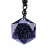 Pendentif Colliers Pierre Naturelle Obsidienne Noire Six Étoiles Collier Hommes Grès Chanceux Amour Cristal Pendule Énergie Bijoux Pour Femmes