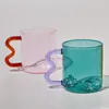 Wijnglazen Ontwerp Kleurrijke Oor Glazen Mok Handgemaakte Eenvoudige Golf Koffiekopje Voor Water Tumbler Gift Drinkware 300ml