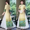 Roupas étnicas Feminino Vietnã Ao Dai Vestido Primavera Outono Vintage Estilo Chinês Cheongsam Mulheres Modernas Melhorar Eleganti Longo Qipao 2023