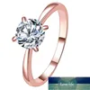 Anel de Noivado Banhado à América Ouro Rosa 14K Pulseira Clássico Simples Joker Anel Feminino com Quatro Garras em Zircônia