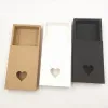 Boîte à tiroirs coeur creux boîte d'emballage de cadeau de noël 24 pièces/lotk papier radeau boîtes-cadeaux en carton pour mariage petit papier brun blanc noir