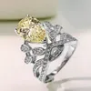 Cluster Rings SpringLady 925 Silver Sterling 8 12MM Water Drop Crown Citrine High Carbon Ring Engagement For Women Wedding Bands