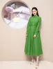 Women Dreeses Spring and Summer loro piana Cotton Embroidered Green Dress