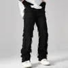 Mäns jeans vibe stil tassel röd streetwear hip hop män grunge jeans byxor y2k kläder kvinnor raka bomullsbyxor veteration homme 230804