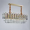 Pendantlampor Creative LED Chandelier för levande rum 2023 Luxury Crystal Lamp Rectangle Hanging Light Fixture Smoky Grey Cristal Kitchen