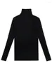 Kvinnors T-skjortor Turtleneck tröja långärmad stickad basskjorta Autumn och Winter Lapel Inner Slim-Fit Solid Color Pullover Tigh