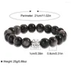 Strand Buddha Bead Bracelet Men Natural Tiger Eye Hematite Obsidian Homme Energy Stretch Women Casal Jóias