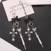 New Sweet Cool Cross Needle Barrel Keychain Pendant Personalized and Creative Bow Tie Chain Earphone Case Decoration