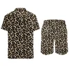 Fatos de treino masculinos Funky Print Leopard Beach Men Sets Black and Tan Casual Shirt Set Summer Printed Shorts 2 Pieces Hawaiian Terno Plus Size 2XL