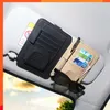 Organisateur de pare-soleil de voiture, multi-poches, porte-lunettes de soleil en cuir, porte-carte de rangement, Clip de lunettes IC, sac pare-soleil