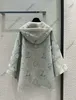23SS秋の女性ケープコートデザイナー女性ウールオーバーコートファッショントレンチコートレディージャケットビッグレタープリント両面フード付きクロークジャケット2色