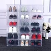 Boîtes de rangement Épaissir Boîte à chaussures en plastique transparent Anti-poussière Sneaker Tiroirs de rangement Flip Transparent Boîtes empilables Chaussures Conteneurs Q404