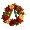 All Occasion Peony Dahlia Hydrangea Artificial Wreath, 24 Multicolor