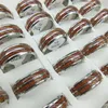 30pcs Luxury Men's 8mm Koa Wood Inlaid Men's and Women's Dome Polished Stainless Steel Engagement ring Men's Wedding ring Jewelry Gift Wholesale