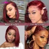 Synthetic Wigs 180% Density 99J Burgundy Short Bob Wig Human Hair 13X4 Lace Frontal For Women Natural Color Front Pre Plucked 230803