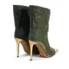 Boots 2023 Женский металл заостренный 9,5 см высотой каблук короткая модная замша Шоу Week Show Long Size 43