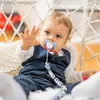 Napphållare klipp# en personlig baby silikon pacifier kedja handgjorda silikonpärlor tand leksak tugga klapparnake leksak baby födelsedagsvård gåva z230804