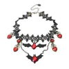 Ras du cou mode rouge chauve-souris noir fleur collier pour femmes Vintage dentelle pendentif chaîne colliers gothique Punk Halloween bijoux