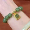 Strand Elegant Design Sense Ladies Imitation Hetian Jade Lotus Pendant Bracelet Vintage Eye Of God Luxury Fashion Gift Drop